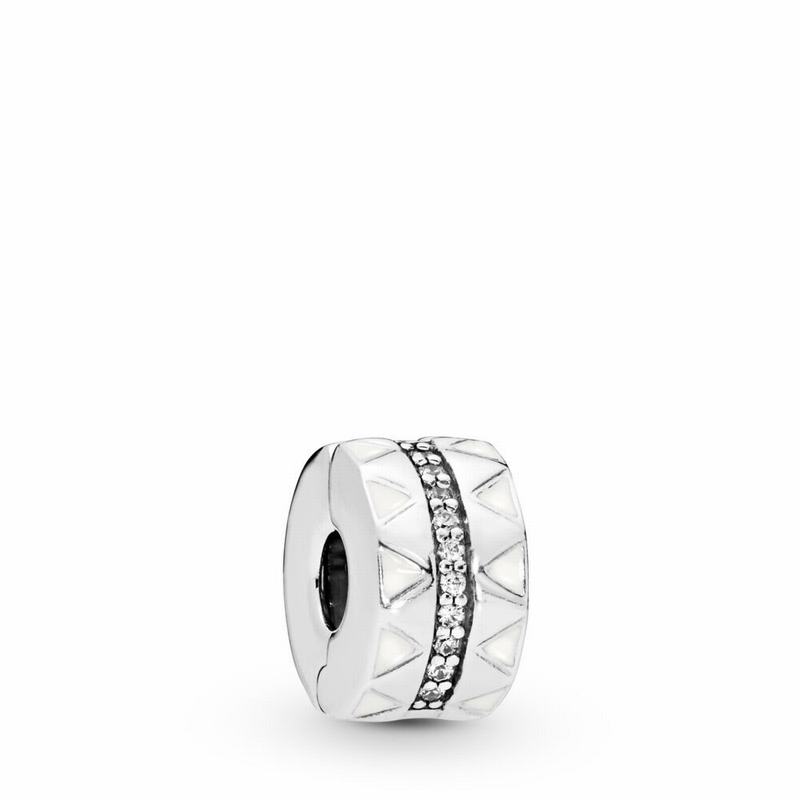 Pandora Australia Sparkling Jagged Lines Clip Charm - Sterling Silver | VCXRUZ581